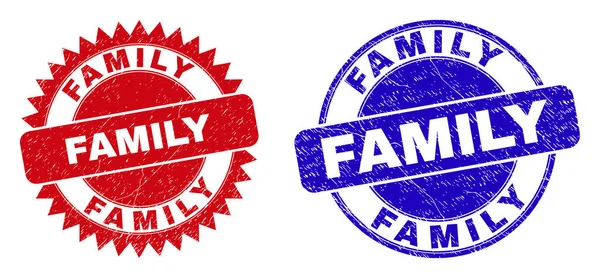 FAMILIA Sellos redondos y sellos Rosette con estilo Grunged — Vector de stock