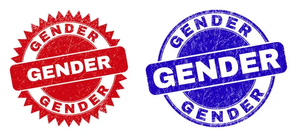 Gender kerek és rozettás tömítések korrodált textúrával — Stock Vector