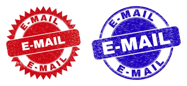 E-MAIL Rounded and Rosette Watermarks with Corroded Style — 图库矢量图片
