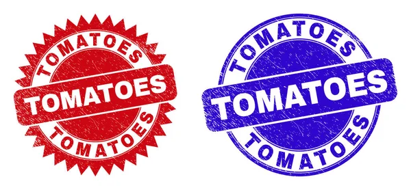 TOMATOES Round and Rosette Stamps with Rubber Style — стоковий вектор