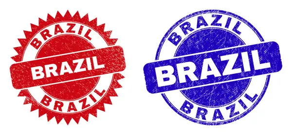 BRASIL Selos redondos e roseta com superfície cortada — Vetor de Stock