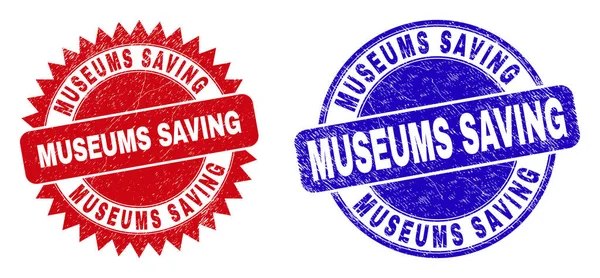 MUSEUMS SAVING Ronde en Rosette Watermerken met Grunge Style — Stockvector