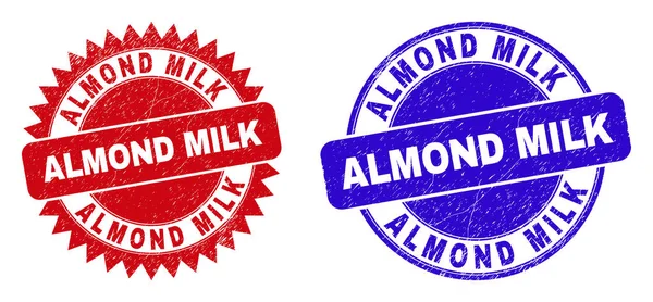 ALMOND MILK Round and Rosette Watermarks with Corroded Style — Stock Vector