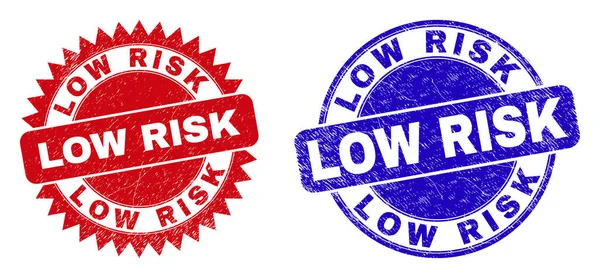 LOW RISK Round and Rosette Seals with Distress Surface — Stock Vector