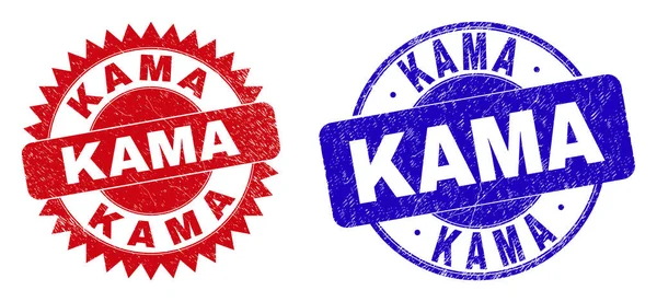 KAMA Rounded和Rosette Watermarks with Grunged style — 图库矢量图片