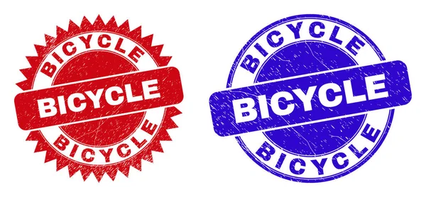 BICYCLE Afgeronde en Rosette zegels met Corroded Style — Stockvector
