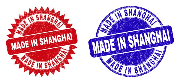 FABRIQUÉ EN SHANGHAI Timbres ronds et rosettes avec style corrodé — Image vectorielle