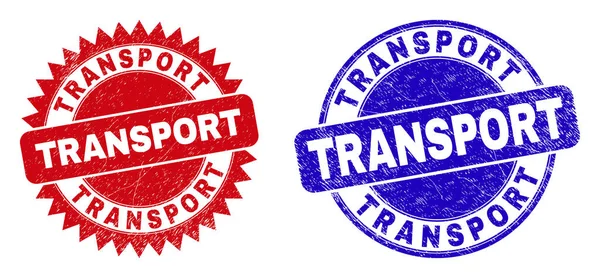 TRANSPORT kerekített és rozettás vízjelek tisztátalan textúrával — Stock Vector