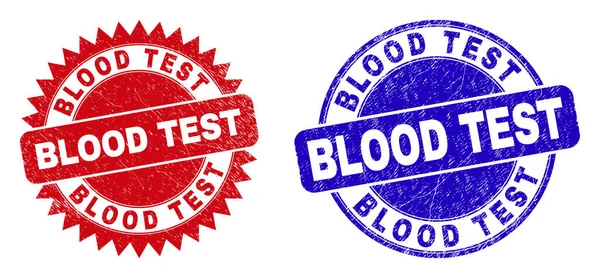 Okrągły TEST BLOOD i znaki wodne Rosette ze skorodowaną powierzchnią — Wektor stockowy