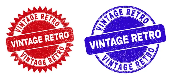 VINTAGE RETRO Round and Rosette Seals with Corroded Texture — стоковый вектор