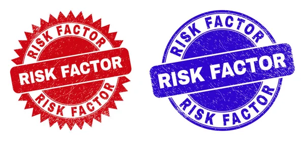 Σφραγίδες RISK FACTOR Round και Rosette με ακάθαρτη επιφάνεια — Διανυσματικό Αρχείο