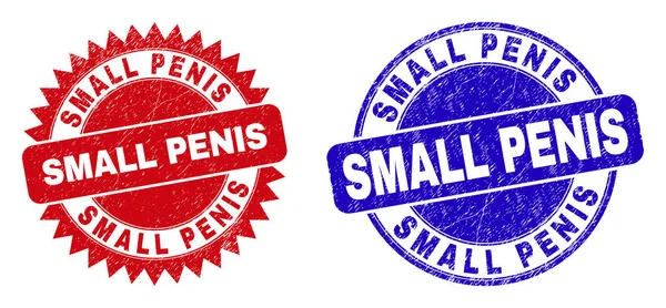 SMALL PENIS Rounded and Rosette Stamp Seals with Grunge Texture — стоковый вектор