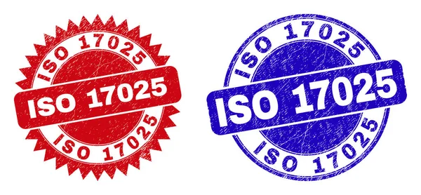 ISO 17025 Sellos redondeados y sellos de roseta con estilo sucio — Archivo Imágenes Vectoriales