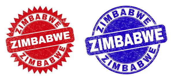 ZIMBABWE Round und Rosette Wasserzeichen mit Grunge-Stil — Stockvektor