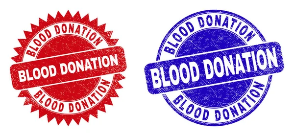 BLOOD DONATION Runde und Rosette Wasserzeichen mit korrodierter Textur — Stockvektor