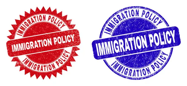 IMMIGRATION POLICY Rounded and Rosette Watermarks with Unclean Surface — Stock Vector