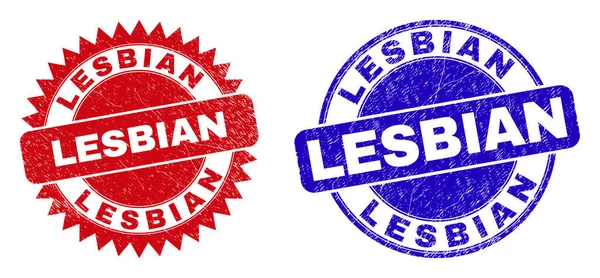 LESBIAN Round and Rosette Seals with Unclean Surface — стоковий вектор
