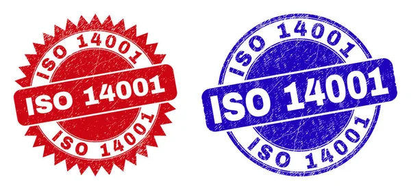 ISO 14001 Rounded and Rosette Watermarks with Corroded Surface — Stock Vector