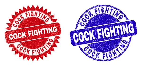 COCK FIGHTING Kerek és rozettás tömítések tisztátalan felülettel — Stock Vector