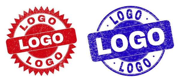 LOGO kerek és rozettás bélyegzők vészhelyzeti felülettel — Stock Vector