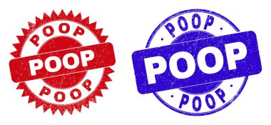 POOP Yuvarlak ve Rosette Pul Mührü Aşınmış desenli