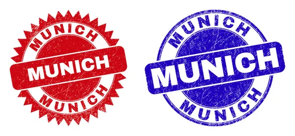 MUNICH redondeado y sellos de sello Rosette con estilo rayado — Vector de stock