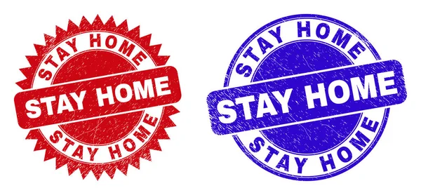 STAY HOME Zaoblené a růžové razítko pečetě s gumovým stylem — Stockový vektor