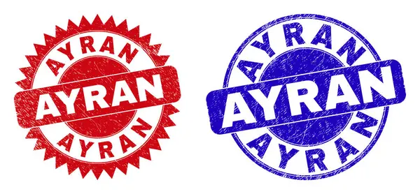 Filigrane AYRAN rond et rosette avec texture grunge — Image vectorielle