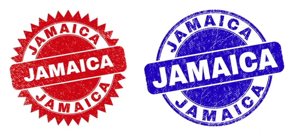 JAMAICA Rundade och Rosett vattenstämplar med gummi stil — Stock vektor