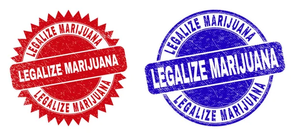 LEGALIZE MARIJUANA Round and Rosette Watermarks with Scratched Surface — стоковий вектор