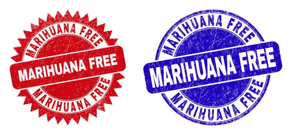 MARIHUANA FREE Στρογγυλεμένα και Rosette σφραγίδες με ελαστικό επιφάνεια — Διανυσματικό Αρχείο