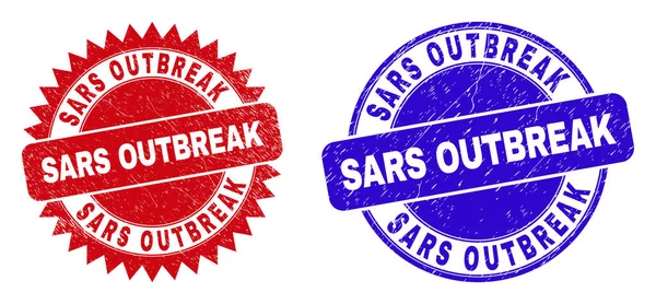 SARS OUTBREAK Sellos redondos y de sello de roseta con estilo de goma — Vector de stock