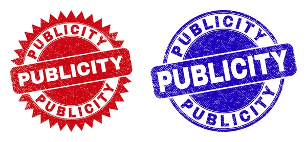 PUBLICITY Kerekített és Rosette vízjelek Grunge textúrával — Stock Vector