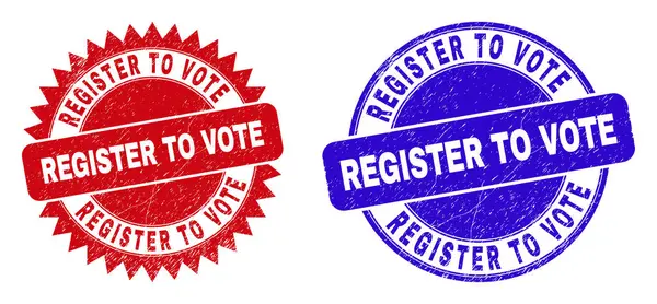 REGISTER TO VOTE Rounded and Rosette Watermarks with Corroded Texture — Stock Vector