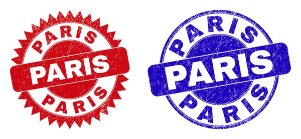 PARIS Rounded and Rosette Watermarks with Unclean Texture — 图库矢量图片