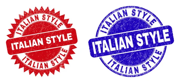 ESTILO ITALIANO Sellos redondeados y rosetas con estilo sucio — Vector de stock