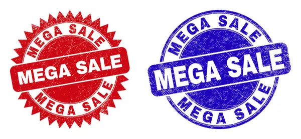 MEGA SALE Round and Rosette Seals with Unclean Texture — Stock Vector