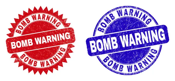 BOMB ATTENZIONE Sigilli per francobolli rotondi e rosati con stile gomma — Vettoriale Stock