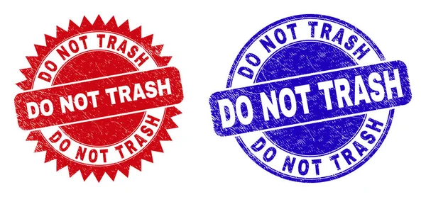 DO NOT TRASH Rounded and Rosette Seals with Unclean Surface — Stock Vector