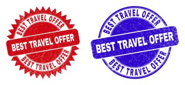 En İyi Seyahat Teklifi Yuvarlak ve Rosette Damga Mührü Çizilmiş Doku Mühürleri