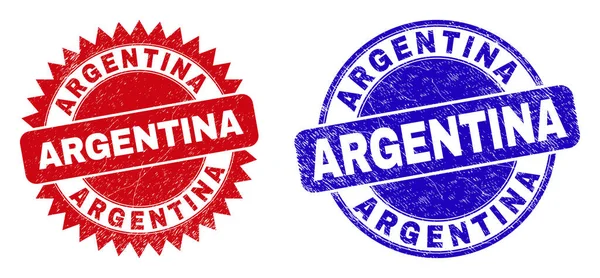 ARGENTINA Round and Rosette Seals with Distress Style — стоковий вектор