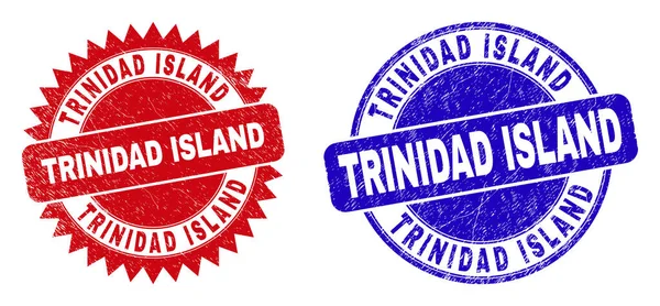 ( 영어 ) TRINIDAD ISLAND Round and Rosette Stamp Seals with Unclean Style — 스톡 벡터