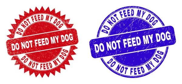 No alimente a mi perro redondo y sellos de roseta con superficie de angustia — Vector de stock