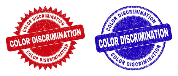 COLOR DISCRIMINATION Rounded and Rosette Watermark with Distress Surface - Stok Vektor