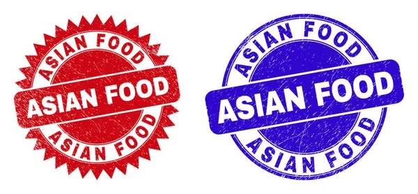 ASIAN Ronde FOOD dan Rosette Seal dengan Tekstur Rusak - Stok Vektor