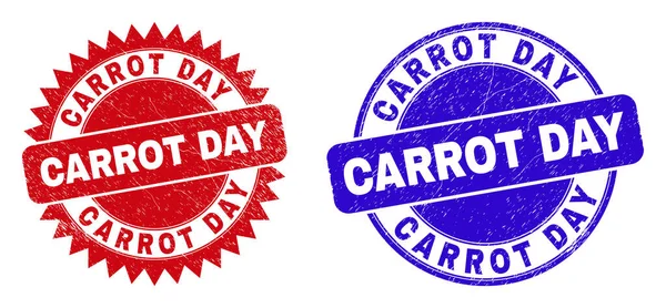 CARROT DAY Selos de selos redondos e Rosette com textura Grunge — Vetor de Stock