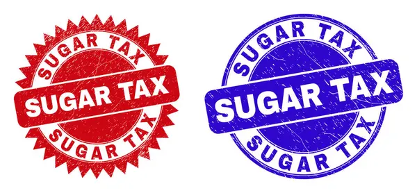 SUGAR TAX Ronda y Roseta marcas de agua con superficie Grunge — Vector de stock