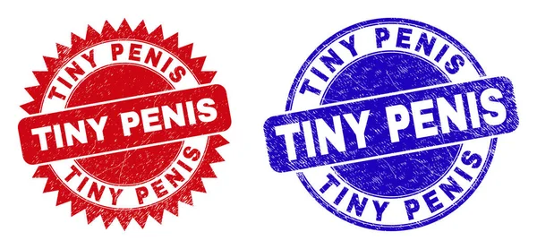 TINY PENIS Rounded and Rosette Stamps with Rubber Style — Stockový vektor