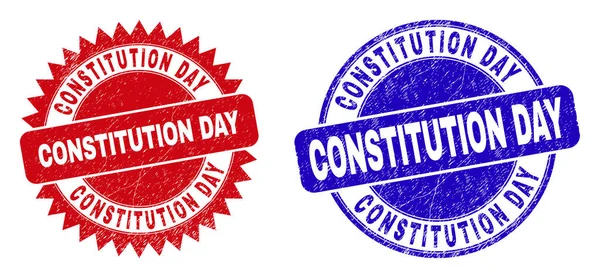 CONSTITUTION DAY Round and Rosette Stamps with Distress Surface — Stock Vector