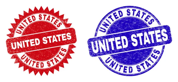 UNITED STATES Rounded and Rosette Seals with Distress Surface — Stock Vector